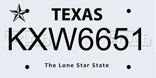 KXW6651 Texas License Plate