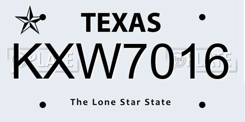 KXW7016 Texas License Plate
