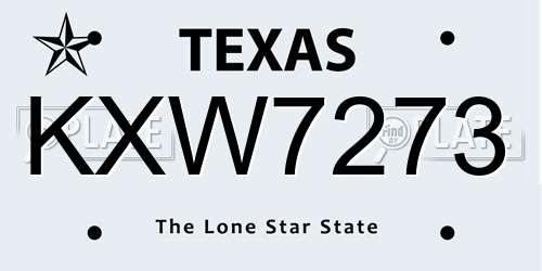 KXW7273 Texas License Plate