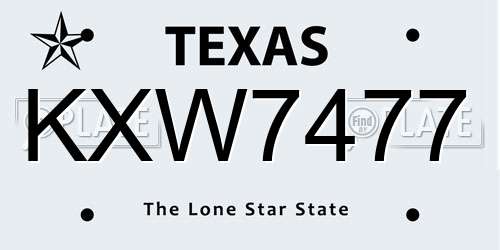 KXW7477 Texas License Plate