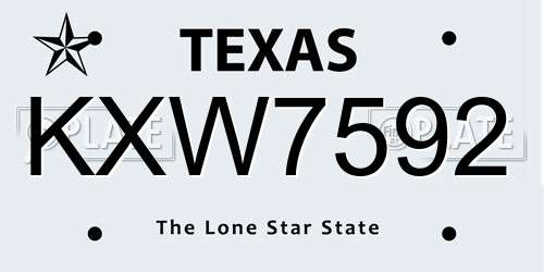 KXW7592 Texas License Plate