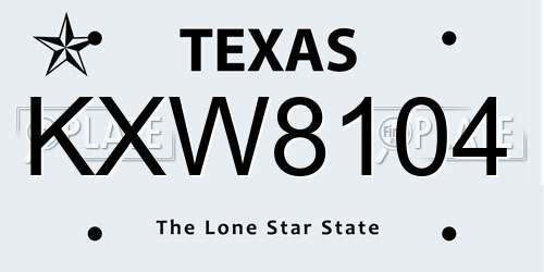 KXW8104 Texas License Plate