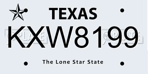 KXW8199 Texas License Plate