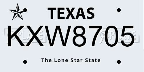 KXW8705 Texas License Plate
