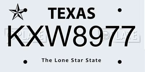 KXW8977 Texas License Plate