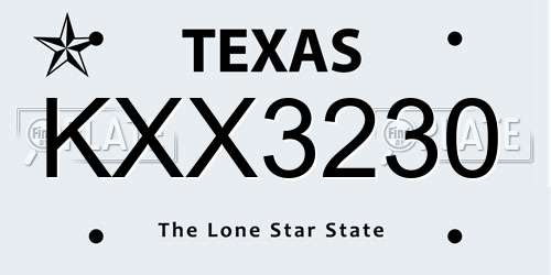 KXX3230 Texas License Plate