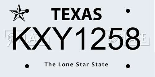 KXY1258 Texas License Plate