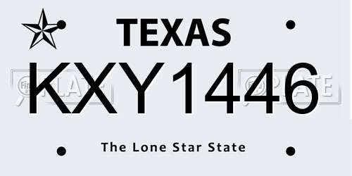 KXY1446 Texas License Plate