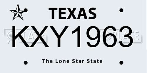 KXY1963 Texas License Plate