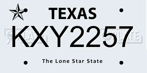 KXY2257 Texas License Plate