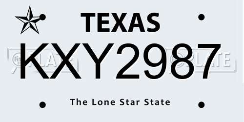 KXY2987 Texas License Plate