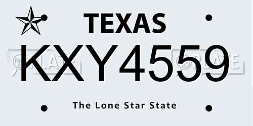 KXY4559 Texas License Plate