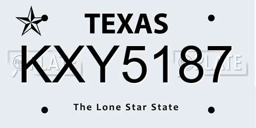 KXY5187 Texas License Plate