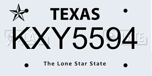 KXY5594 Texas License Plate