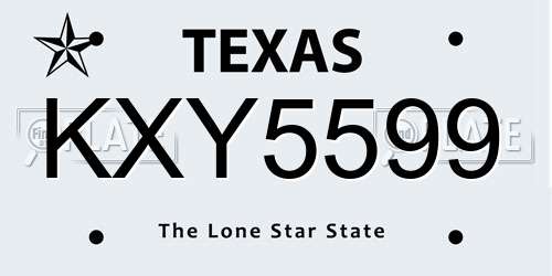 KXY5599 Texas License Plate