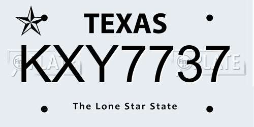 KXY7737 Texas License Plate