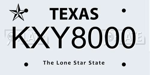 KXY8000 Texas License Plate