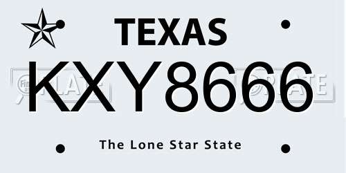 KXY8666 Texas License Plate