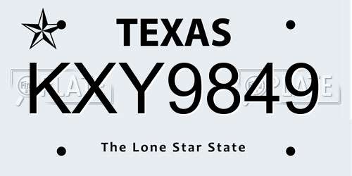 KXY9849 Texas License Plate
