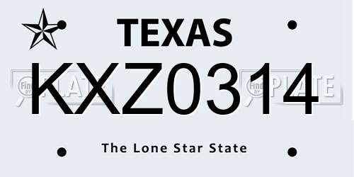 KXZ0314 Texas License Plate