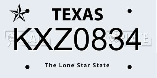 KXZ0834 Texas License Plate