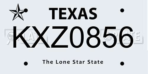 KXZ0856 Texas License Plate