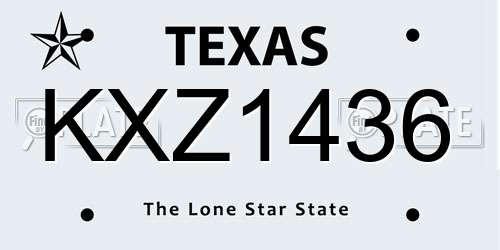 KXZ1436 Texas License Plate