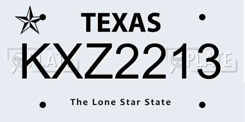 KXZ2213 Texas License Plate