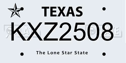 KXZ2508 Texas License Plate