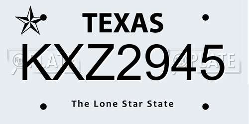 KXZ2945 Texas License Plate