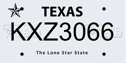 KXZ3066 Texas License Plate