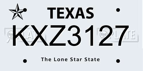 KXZ3127 Texas License Plate