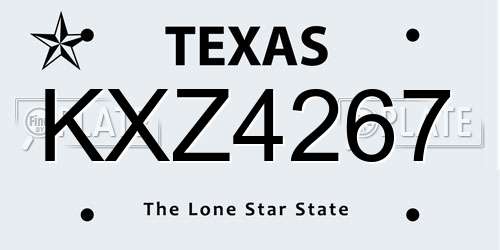 KXZ4267 Texas License Plate