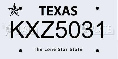 KXZ5031 Texas License Plate
