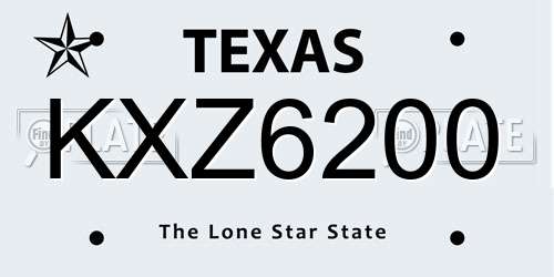 KXZ6200 Texas License Plate