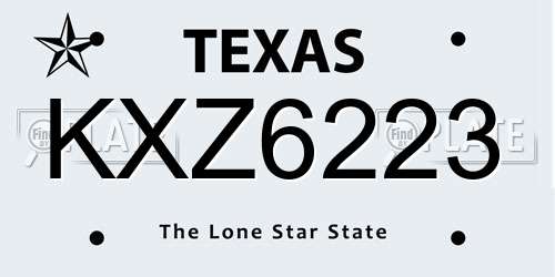 KXZ6223 Texas License Plate