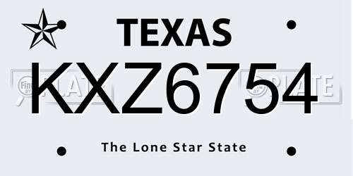 KXZ6754 Texas License Plate