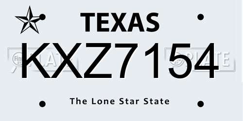 KXZ7154 Texas License Plate