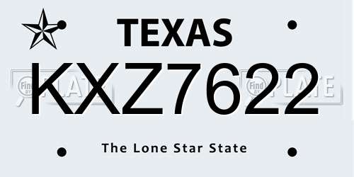 KXZ7622 Texas License Plate