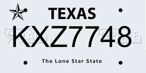 KXZ7748 Texas License Plate