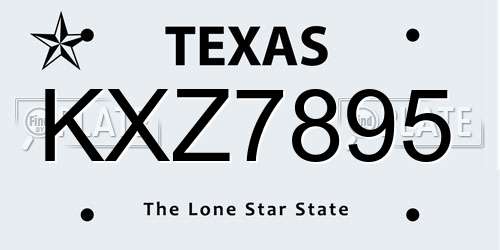 KXZ7895 Texas License Plate