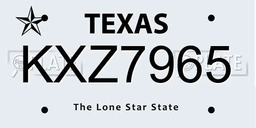 KXZ7965 Texas License Plate