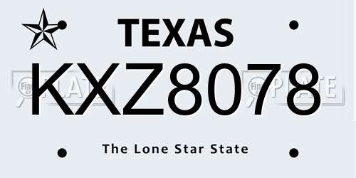 KXZ8078 Texas License Plate