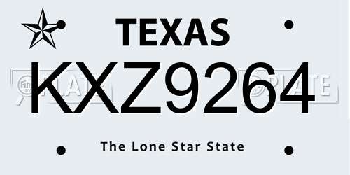 KXZ9264 Texas License Plate