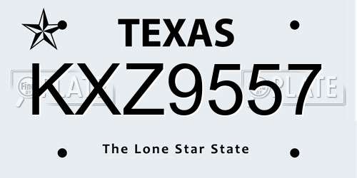 KXZ9557 Texas License Plate