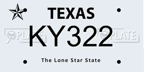 KY322 Texas License Plate