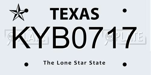 KYB0717 Texas License Plate