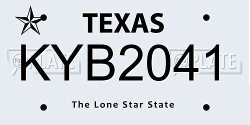 KYB2041 Texas License Plate
