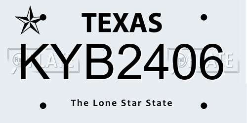KYB2406 Texas License Plate