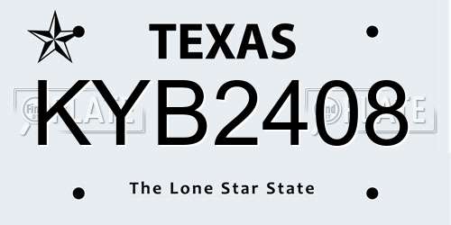 KYB2408 Texas License Plate